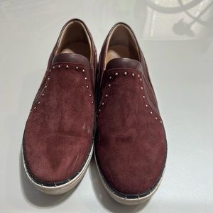 Halogen Burgundy Slip On Suede Studded Sneakers